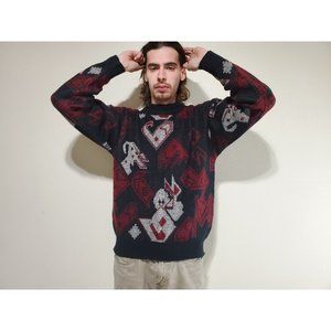 Thornhill Menswear Black Red Gray Wool Blend Sweater Mens Size M